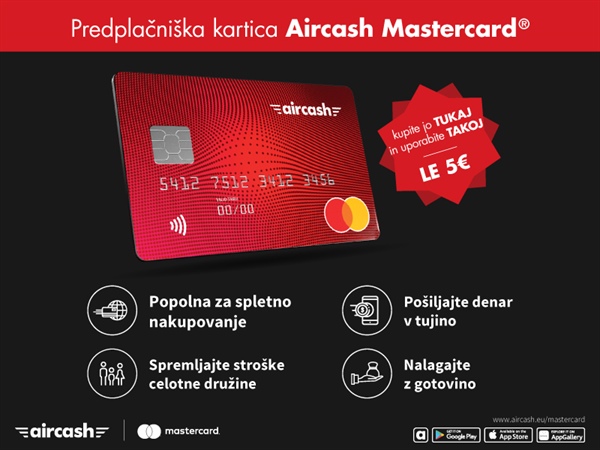 Novost predplačniška kartica Aircash Mastercard
