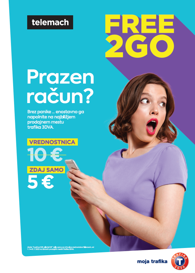 Akcija telemach FREE2GO vrednostnica zdaj samo 5 €